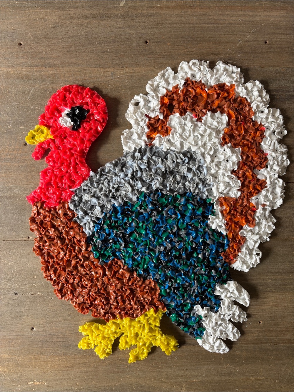Vintage melted plastic “popcorn” turkey decor